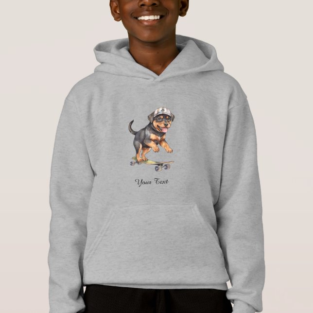 Watercolor Rottweiler Kids Pullover Hoodie (Front)