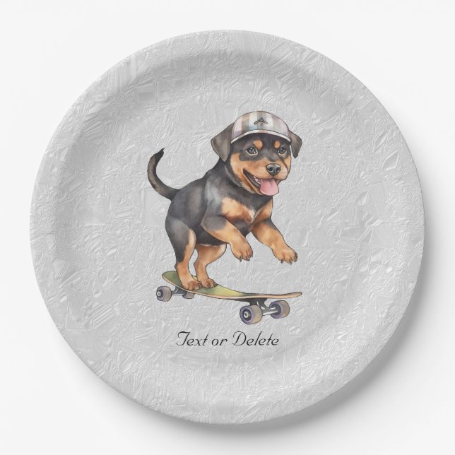 Watercolor Rottweiler Paper Plate (Front)
