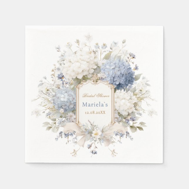  Watercolor Royal Botanique Hydrangea Bridal showe Napkin (Front)