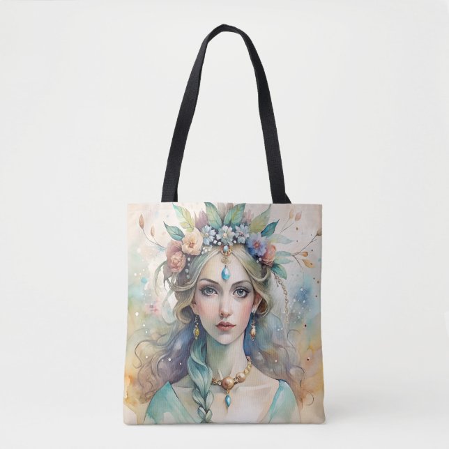 Watercolor Royal Muse Tote Bag (Front)