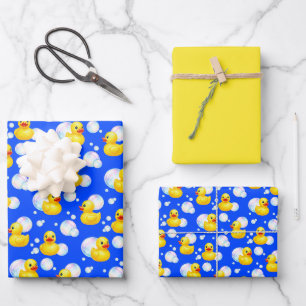 Watercolor Rubber Duckie & Soap Bubbles  Wrapping Paper Sheet