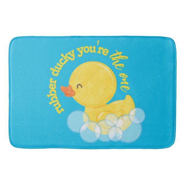 Watercolor Rubber Ducky You're the One Bath Mat (Front)