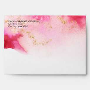 Watercolor Ruby Red Gold Geode JustCards™ Envelope