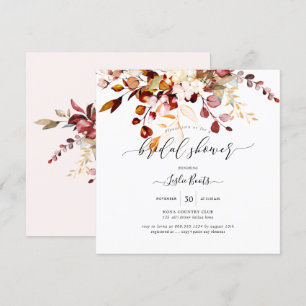 Watercolor Rust Orange Gum Eucalyptus Bridal Shwr Invitation