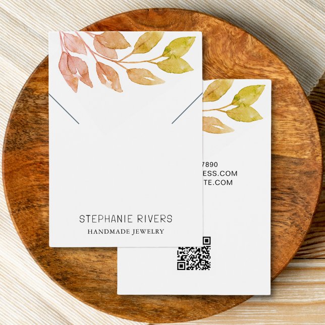 Watercolor Rust QR Code Necklace Display Card (Creator Uploaded)