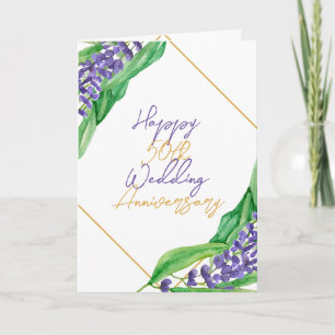 Watercolor Rustic 50th Wedding Anniversary Card
