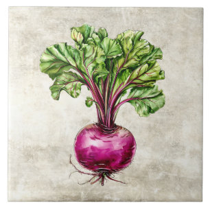 Watercolor Rustic Beets Faux Texture  Tile