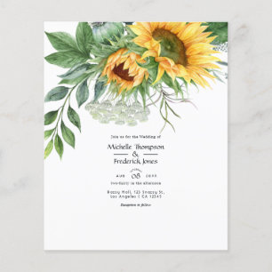 Watercolor Rustic Bohemian Sunflower Wedding Flyer