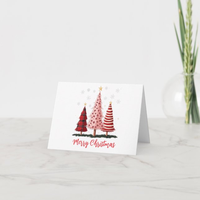 watercolor rustic christmas tree non-photo holiday card (Front)