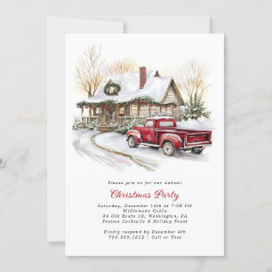 Watercolor Rustic Country Christmas Party Invitation