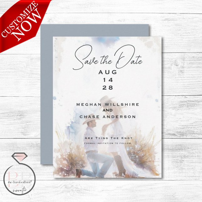 Watercolor Rustic Cowboy Wedding  Invitation (Creator Uploaded)