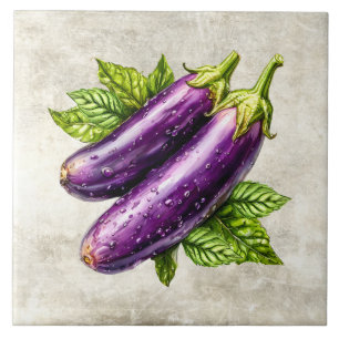 Watercolor Rustic Eggplant  Faux Texture  Tile