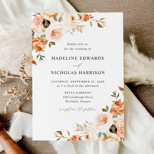 Watercolor Rustic Fall Floral Wedding Invitation (Creator Uploaded)