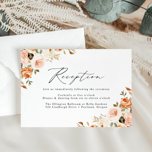 Watercolor Rustic Fall Floral Wedding Reception Enclosure Card (Creator Uploaded)
