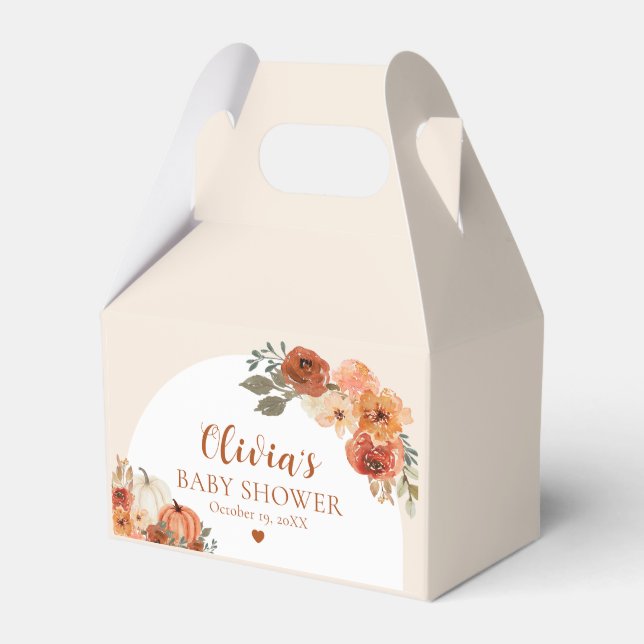 Watercolor Rustic Fall Little Pumpkin Baby Shower Favour Box (Front Side)