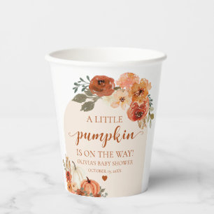 Watercolor Rustic Fall Little Pumpkin Baby Shower Paper Cups