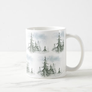Watercolor Rustic Fir Trees Forest Winter Coffee Mug