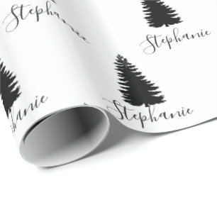 Watercolor Rustic Fir Trees Forest Winter Wrapping Paper