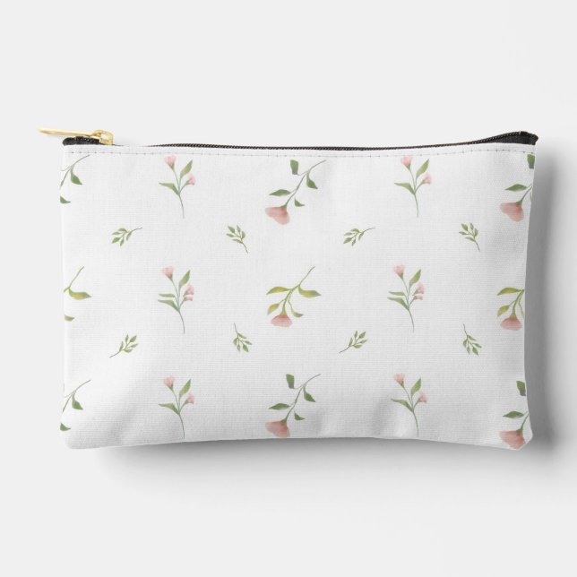 watercolor rustic floral  accessory pouch (Front)