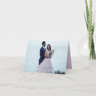 Watercolor Rustic Flowers Folded Photo Thank You Note Card