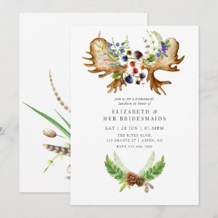Watercolor Rustic Forest Bridesmaids Luncheon Invitation