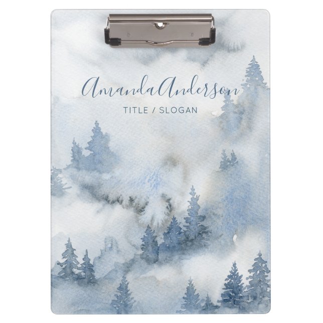 Watercolor Rustic Forest Personalised Name Clipboard (Front)