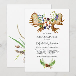 Watercolor Rustic Forest Rehearsal Dinner Invitation