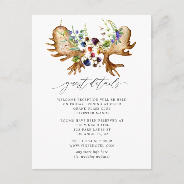 Watercolor Rustic Forest Wedding Enclosure Card (Front)