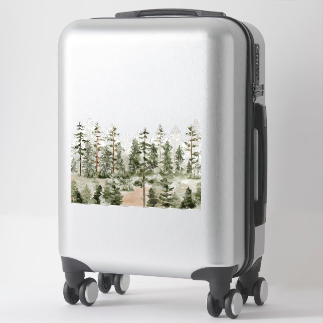 Watercolor Rustic Green Forest (Suitcase)