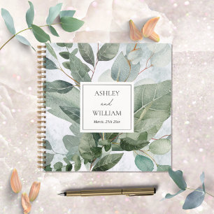 Watercolor Rustic Greenery Sage Wedding Guestbook Notebook