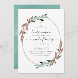 Watercolor Rustic Greenery Winter Confirmation Invitation