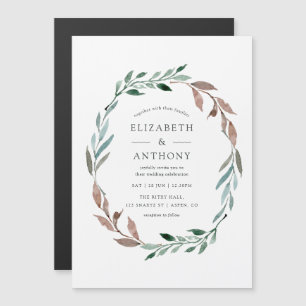 Watercolor Rustic Greenery Winter Wedding Magnetic Invitation