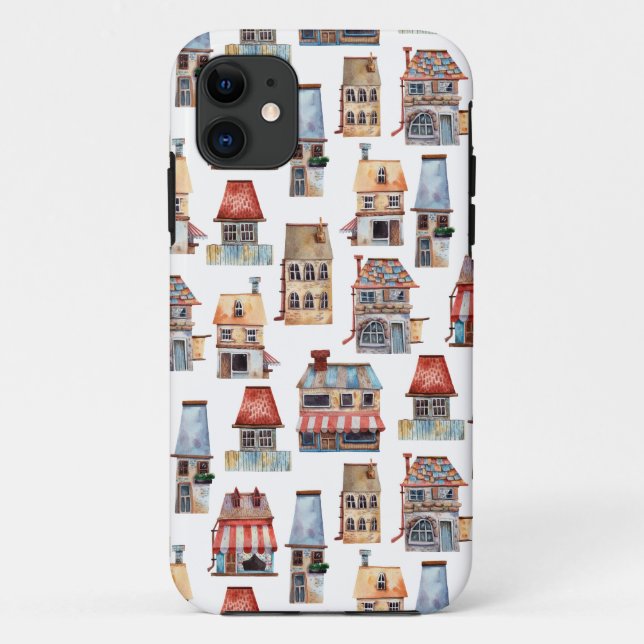 Watercolor Rustic Houses | Realtor Case-Mate iPhone Case (Back)