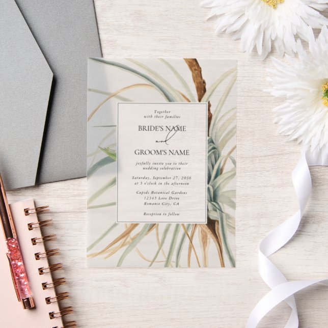 Watercolor Rustic Neutral Boho Botanical Wedding Vellum Invitations (Wedding)