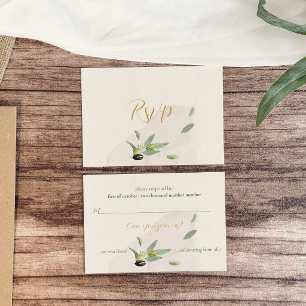 Watercolor Rustic Olive Branch Wedding RSVP Card