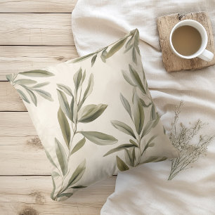 Watercolor Rustic Olive Branches Cushion