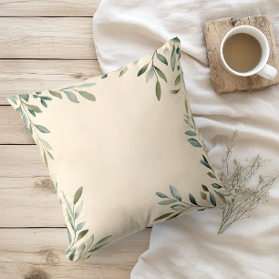 Watercolor Rustic Olive Branches Cushion