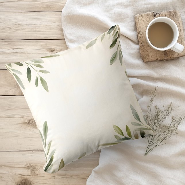 Watercolor Rustic Olive Branches Cushion (Creator Uploaded)