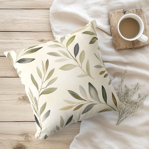 Watercolor Rustic Olive Branches Cushion