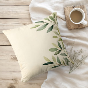 Watercolor Rustic Olive Branches Cushion