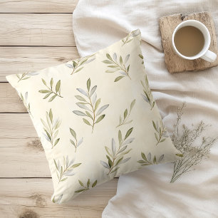 Watercolor Rustic Olive Branches Cushion