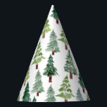 Watercolor Rustic Pine Forest Pattern Winter   Party Hat<br><div class="desc">hand painted watercolor pine forest pattern.</div>
