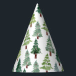 Watercolor Rustic Pine Forest Pattern Winter   Party Hat<br><div class="desc">hand painted watercolor pine forest pattern.</div>