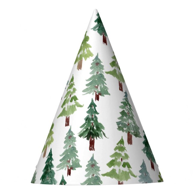 Watercolor Rustic Pine Forest Pattern Winter   Party Hat (Front)