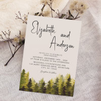 Watercolor Rustic Pine Forest Wedding 