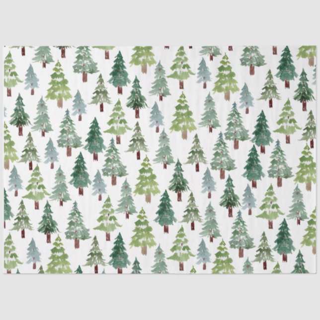  Watercolor Rustic Pine Tree Winter Forest   Tissue Paper (Front)