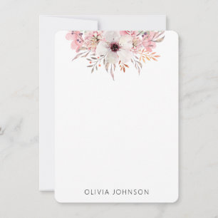Watercolor Rustic Pink Floral Personalised Card