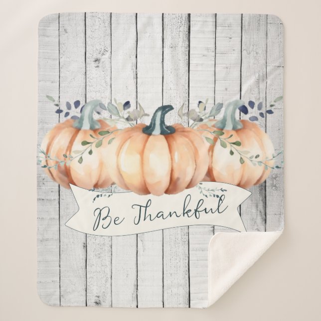 Watercolor Rustic Pumpkins Sherpa Blanket (Front)