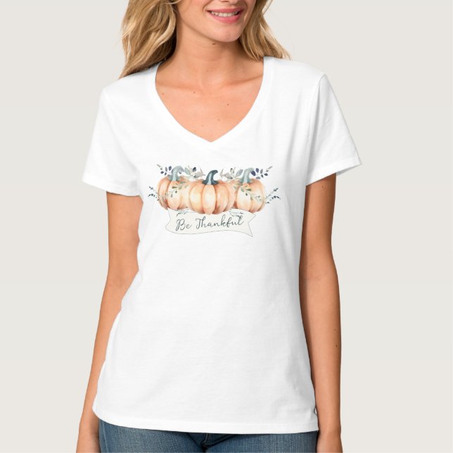 Watercolor Rustic Pumpkins T-Shirt (Front)