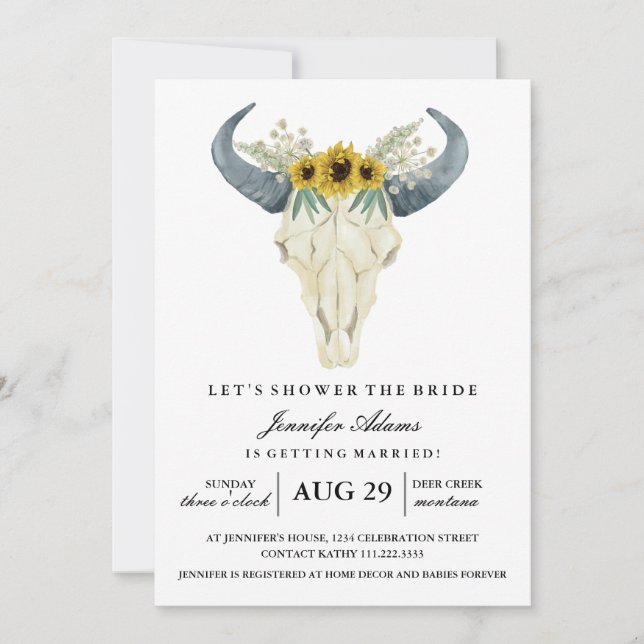 Watercolor Rustic Rodeo | Bridal Shower Invitation (Front)